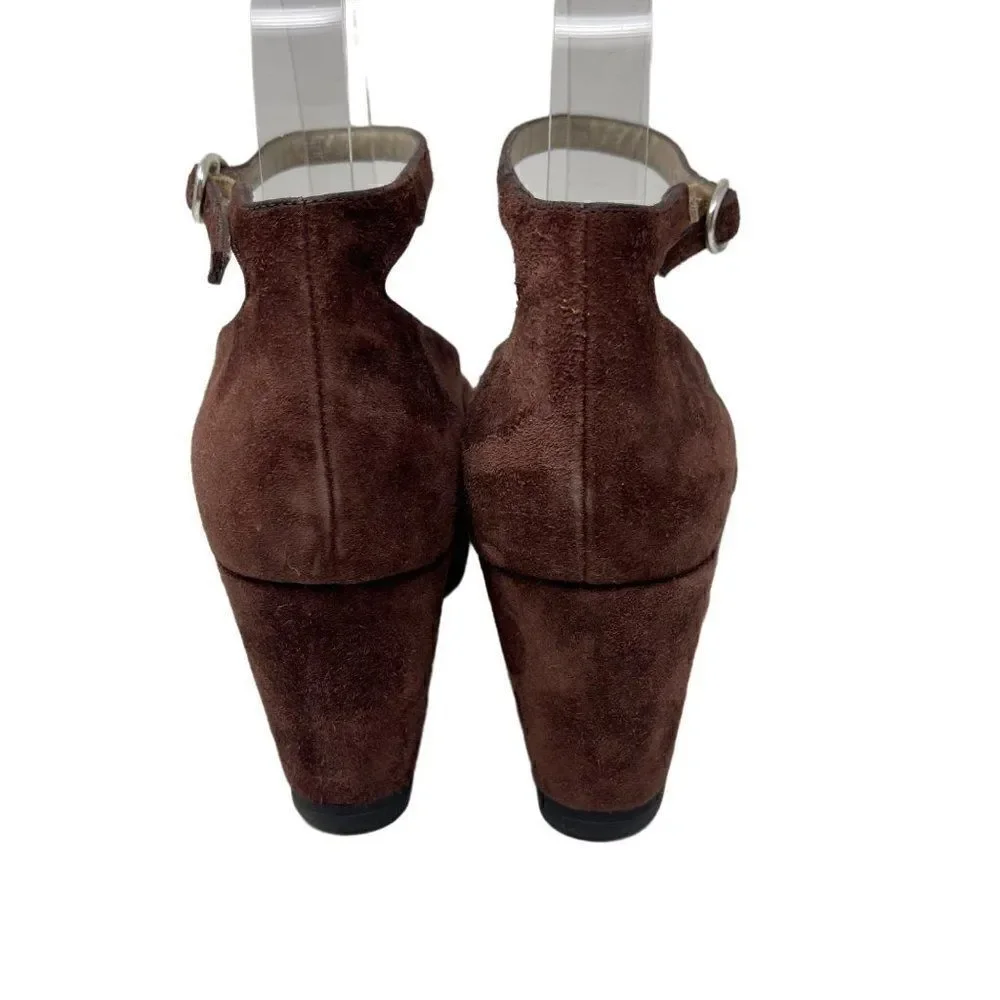 Robert Clergerie brown Suede leather platforms 6B BoxD sandals strappy ankle